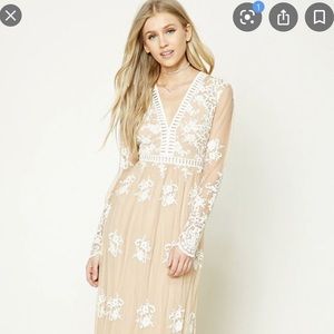 1 HR SALE F21 Long Sleeve Embroidered Maxi Dress